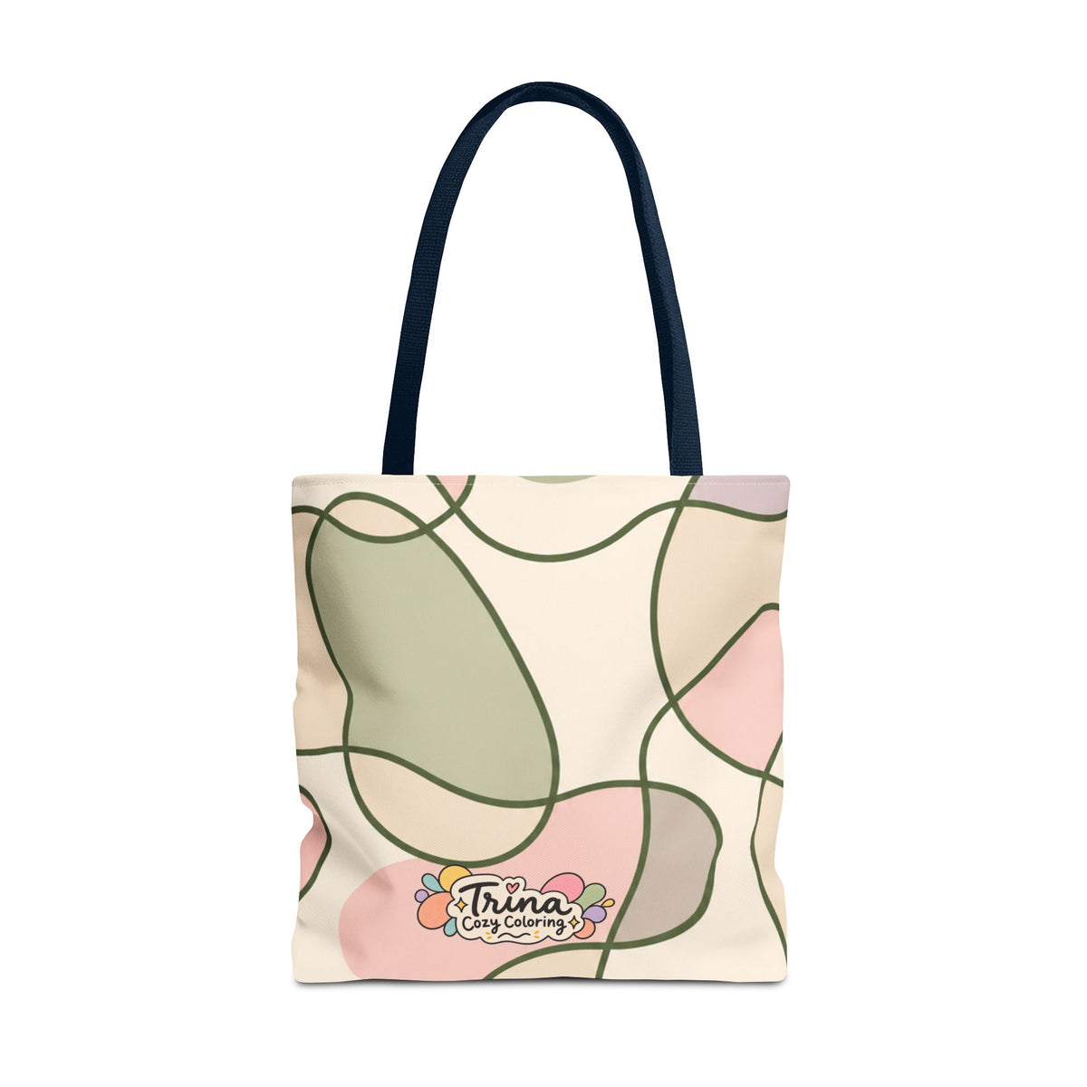 Cozy Meadow, Minimal Abstract Tote Bag – Pastel Loop Pattern, Cute Floral Logo