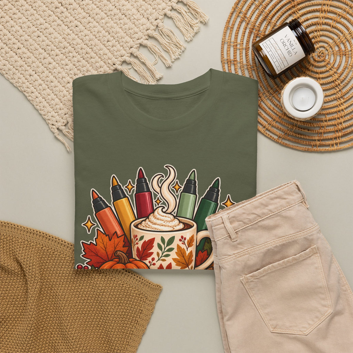 Color, Sip & Give Thanks Tee — Thanksgiving Mug & Fall Art Lovers Shirt
