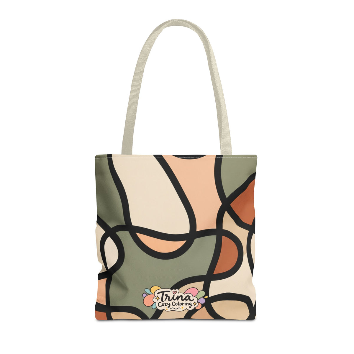 Cozy Retro Abstract Earth Tone Tote Bag – Modern Organic Pattern AOP
