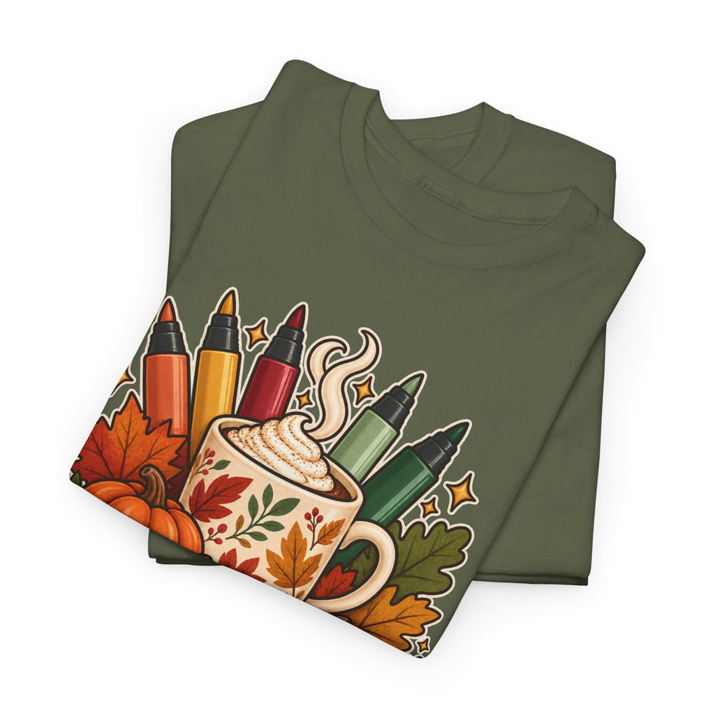 Color, Sip & Give Thanks Tee — Thanksgiving Mug & Fall Art Lovers Shirt