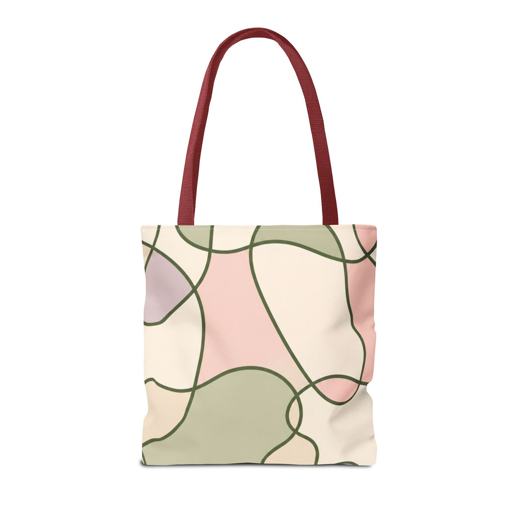Cozy Meadow, Minimal Abstract Tote Bag – Pastel Loop Pattern, Cute Floral Logo