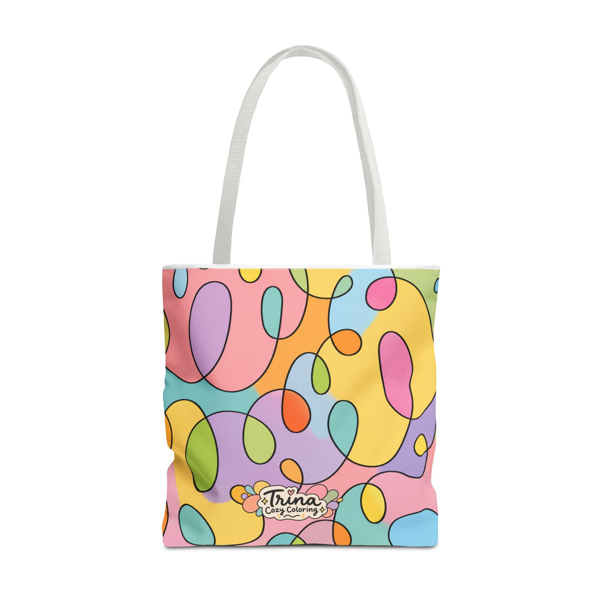 Colorful Abstract Doodle Tote Bag — Pastel Swirl All-Over Print