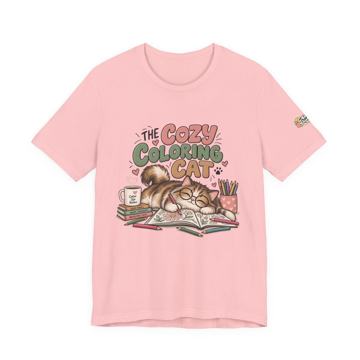 Cozy Coloring Cat T‑Shirt — Cute Cat & Coloring Book Graphic Tee