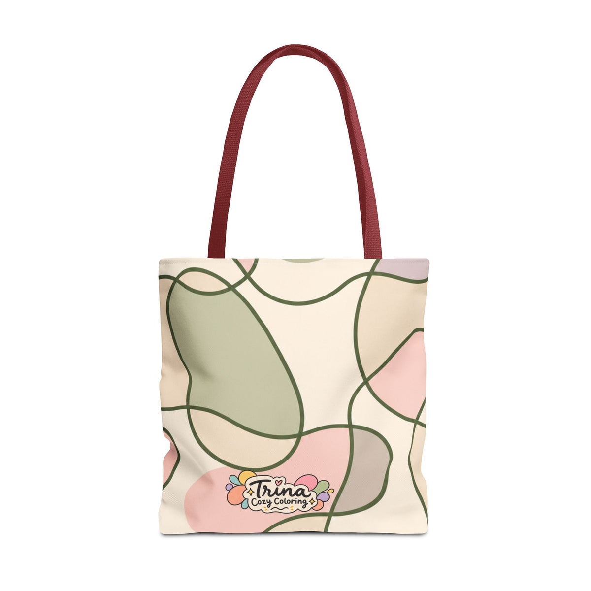 Cozy Meadow, Minimal Abstract Tote Bag – Pastel Loop Pattern, Cute Floral Logo