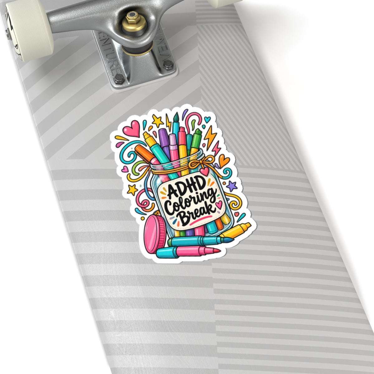 ADHD Coloring Break Sticker — Cute Jar of Markers, Fun Focus Self-Care Decal