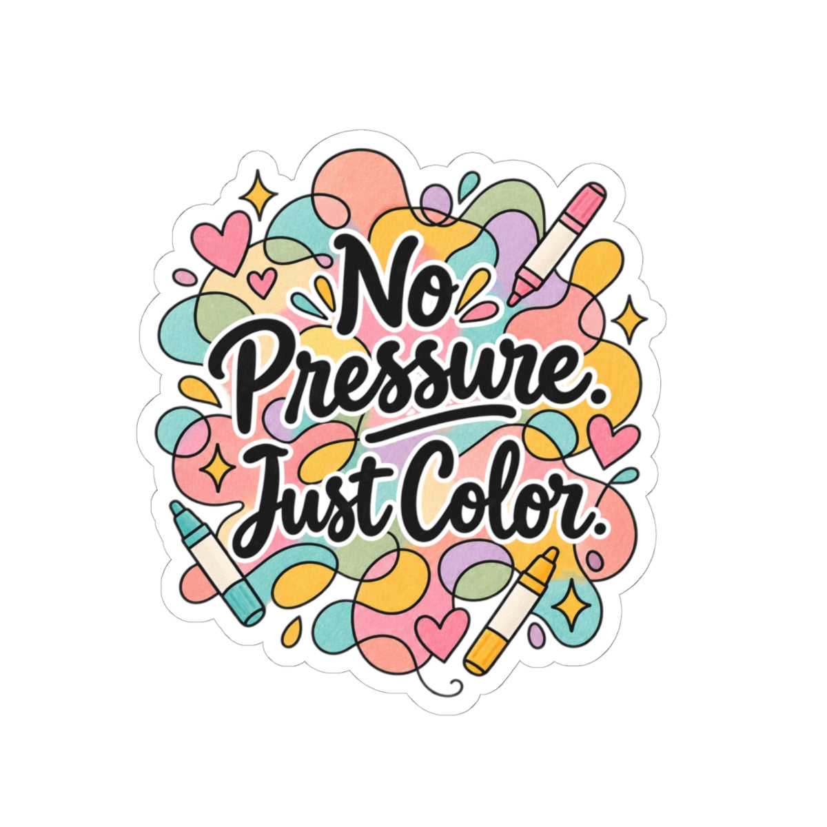 Sticker — "No Pressure, Just Color" Floral Coloring Vinyl Sticker