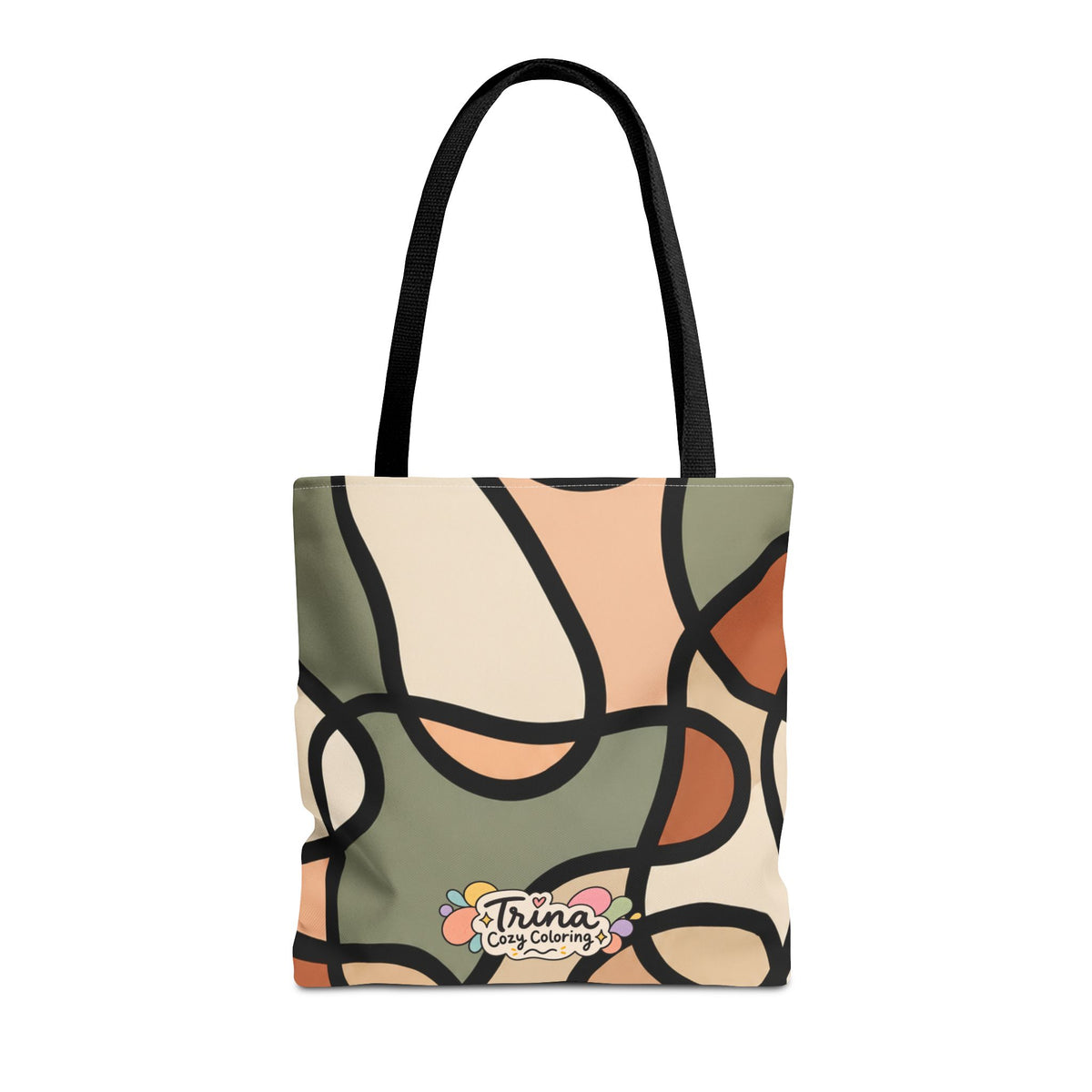 Cozy Retro Abstract Earth Tone Tote Bag – Modern Organic Pattern AOP