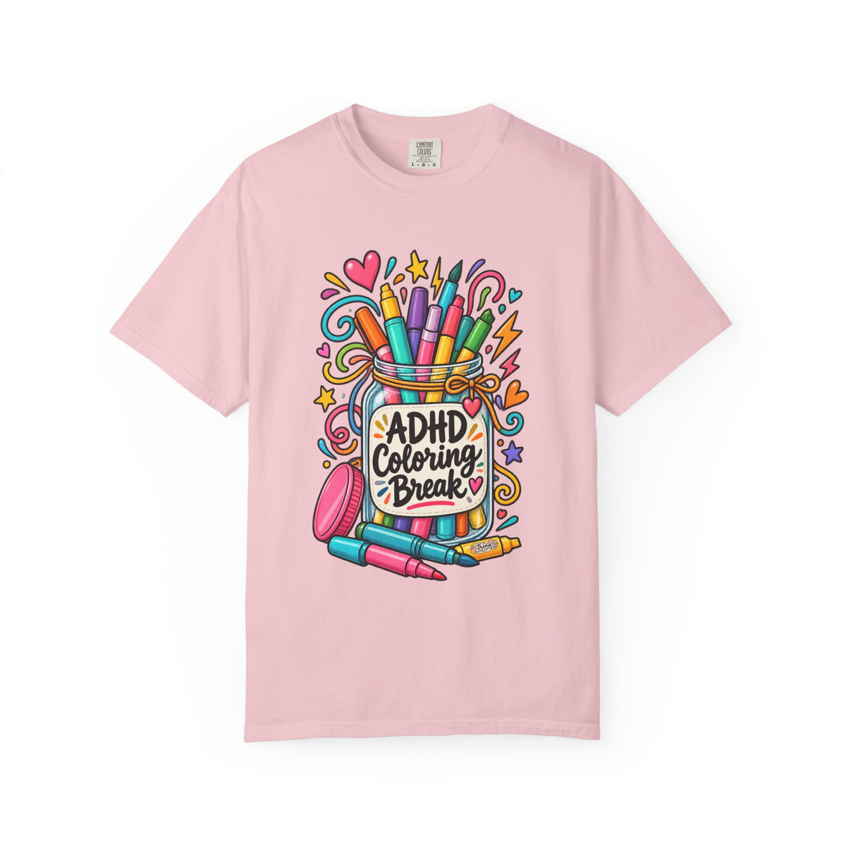 ADHD Coloring Break T‑Shirt — Fun Marker Jar Graphic Tee