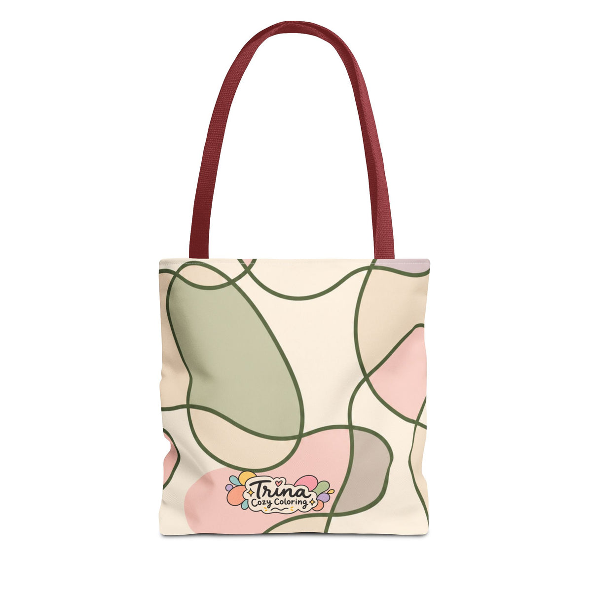 Cozy Meadow, Minimal Abstract Tote Bag – Pastel Loop Pattern, Cute Floral Logo