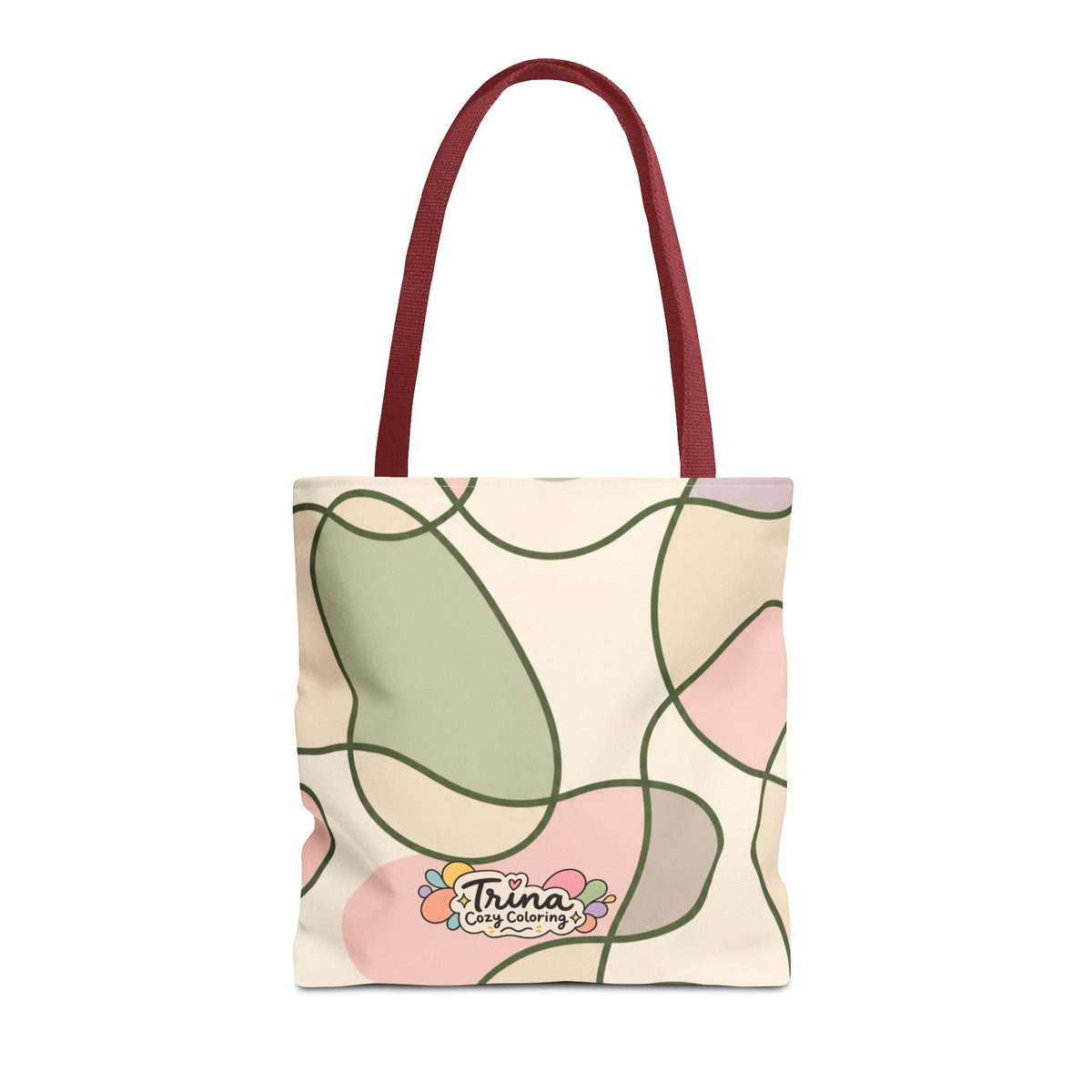 Cozy Meadow, Minimal Abstract Tote Bag – Pastel Loop Pattern, Cute Floral Logo