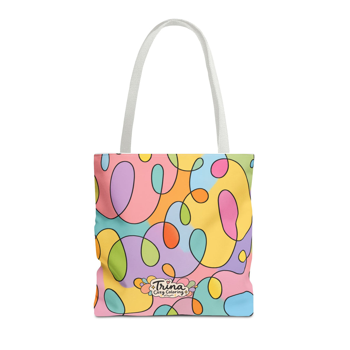 Colorful Abstract Doodle Tote Bag — Pastel Swirl All-Over Print