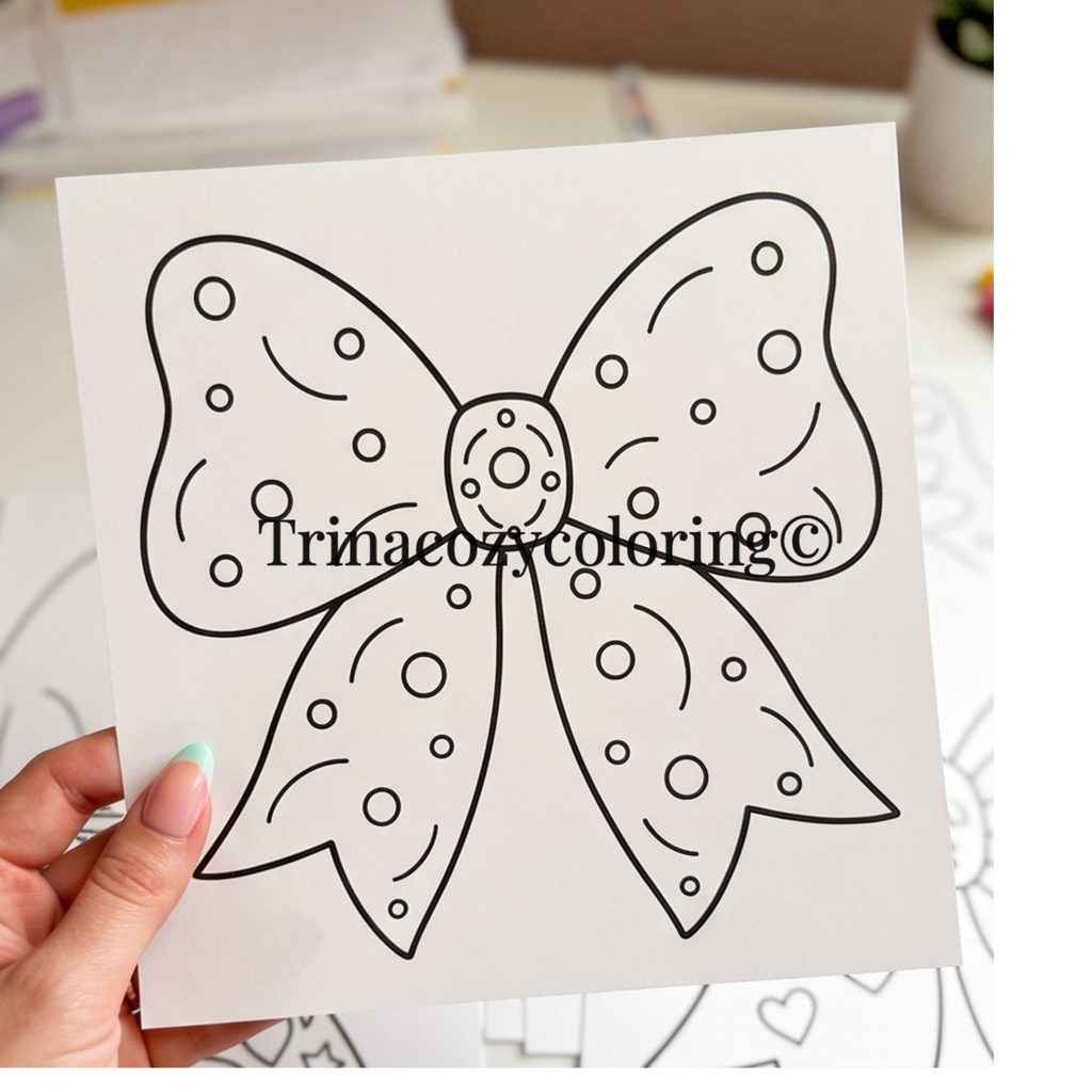 Big Bows & Little Joys – 10-Piece 8×8 Physical Coloring Sheet Pack 🎀