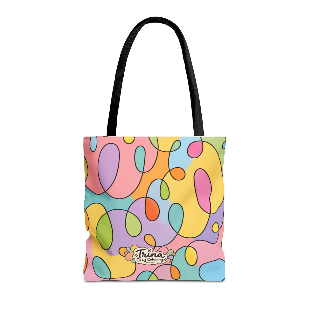 Colorful Abstract Doodle Tote Bag — Pastel Swirl All-Over Print