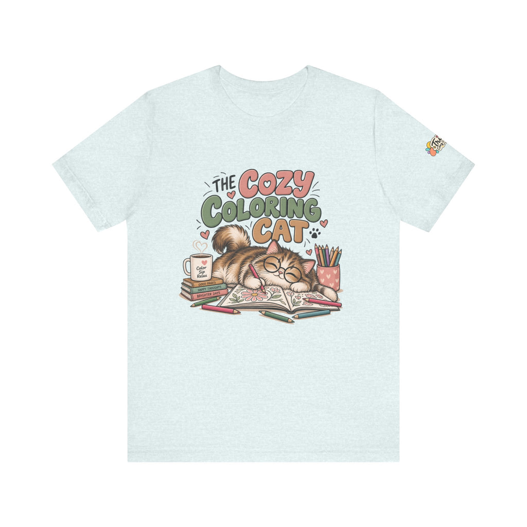 Cozy Coloring Cat T‑Shirt — Cute Cat & Coloring Book Graphic Tee