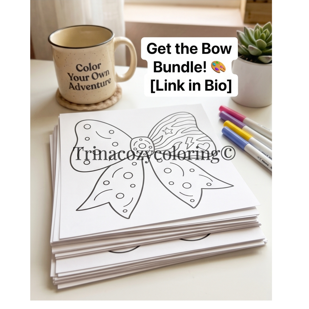 Big Bows & Little Joys – 10-Piece 8×8 Physical Coloring Sheet Pack 🎀