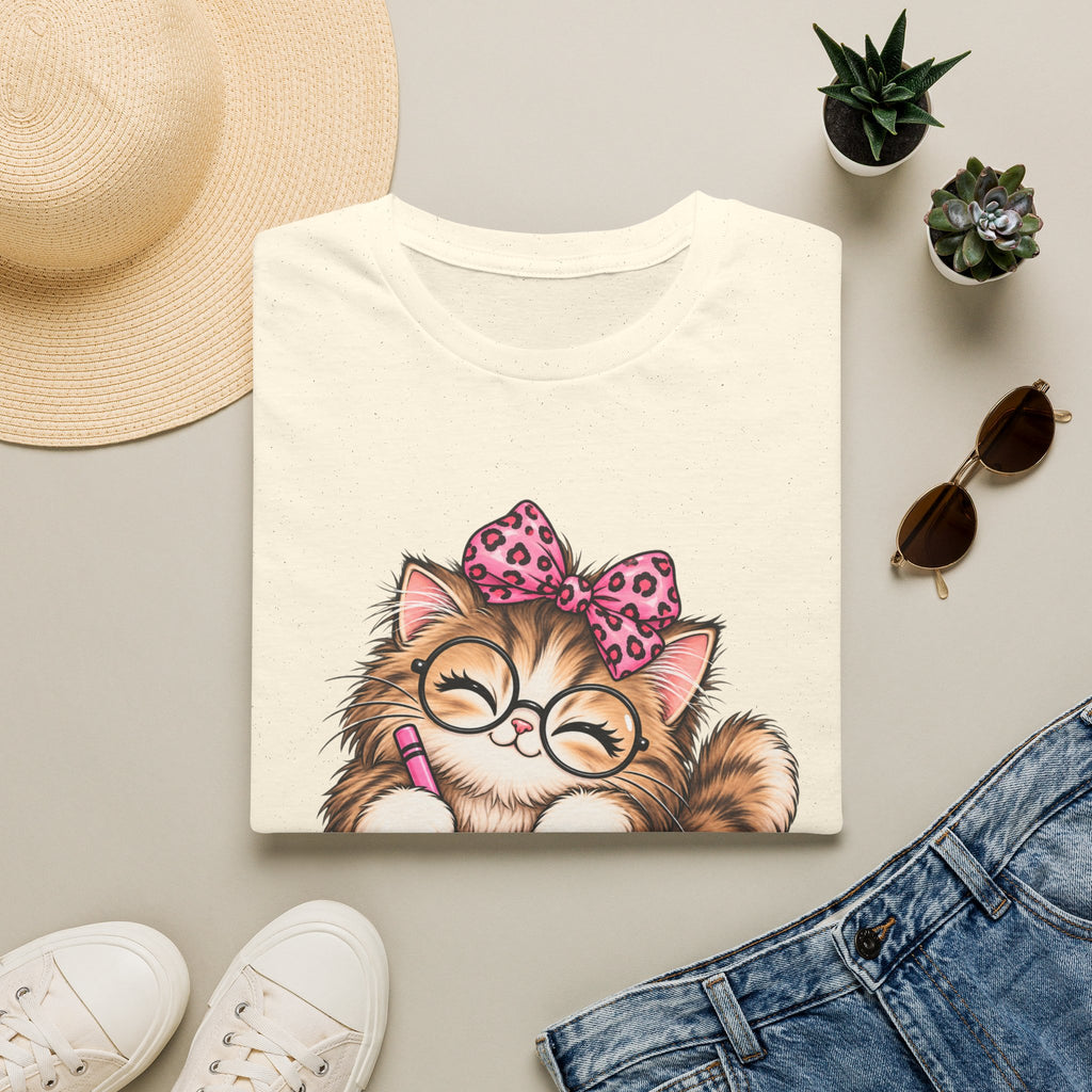 Cute Cat Coloring T-Shirt — Kitty with Crayons Graphic Tee