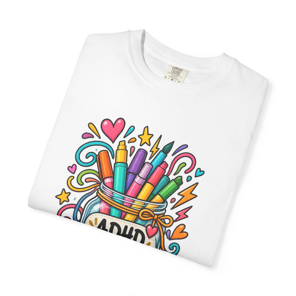 ADHD Coloring Break T‑Shirt — Fun Marker Jar Graphic Tee