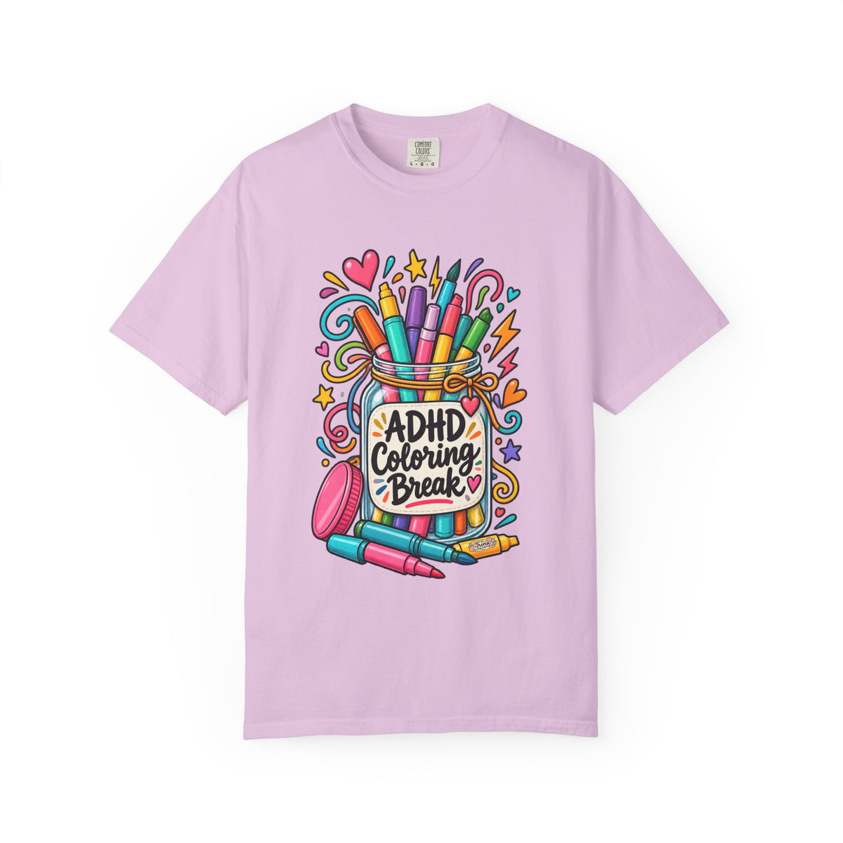 ADHD Coloring Break T‑Shirt — Fun Marker Jar Graphic Tee
