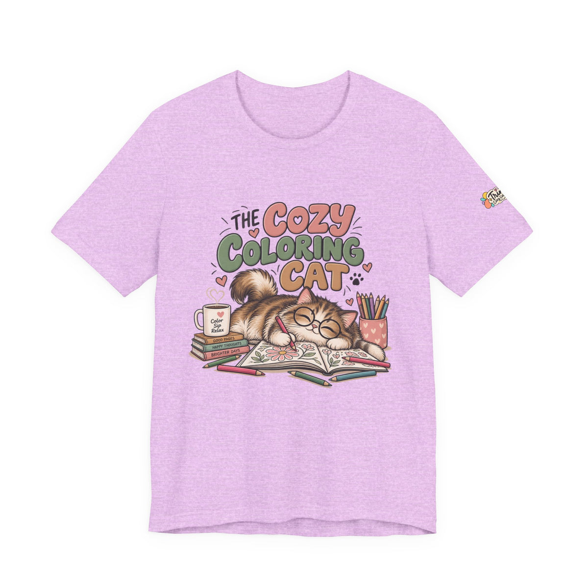Cozy Coloring Cat T‑Shirt — Cute Cat & Coloring Book Graphic Tee