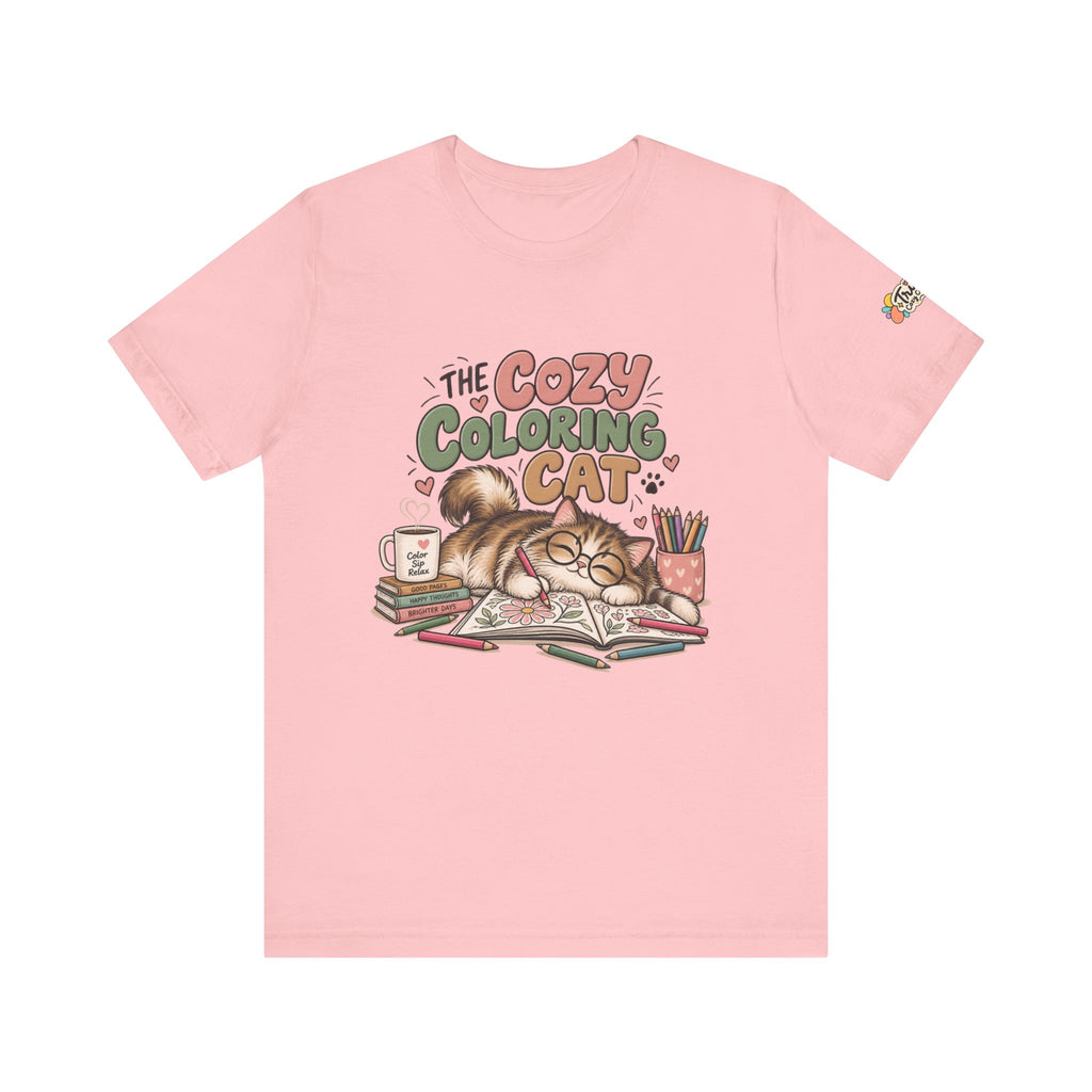 Cozy Coloring Cat T‑Shirt — Cute Cat & Coloring Book Graphic Tee