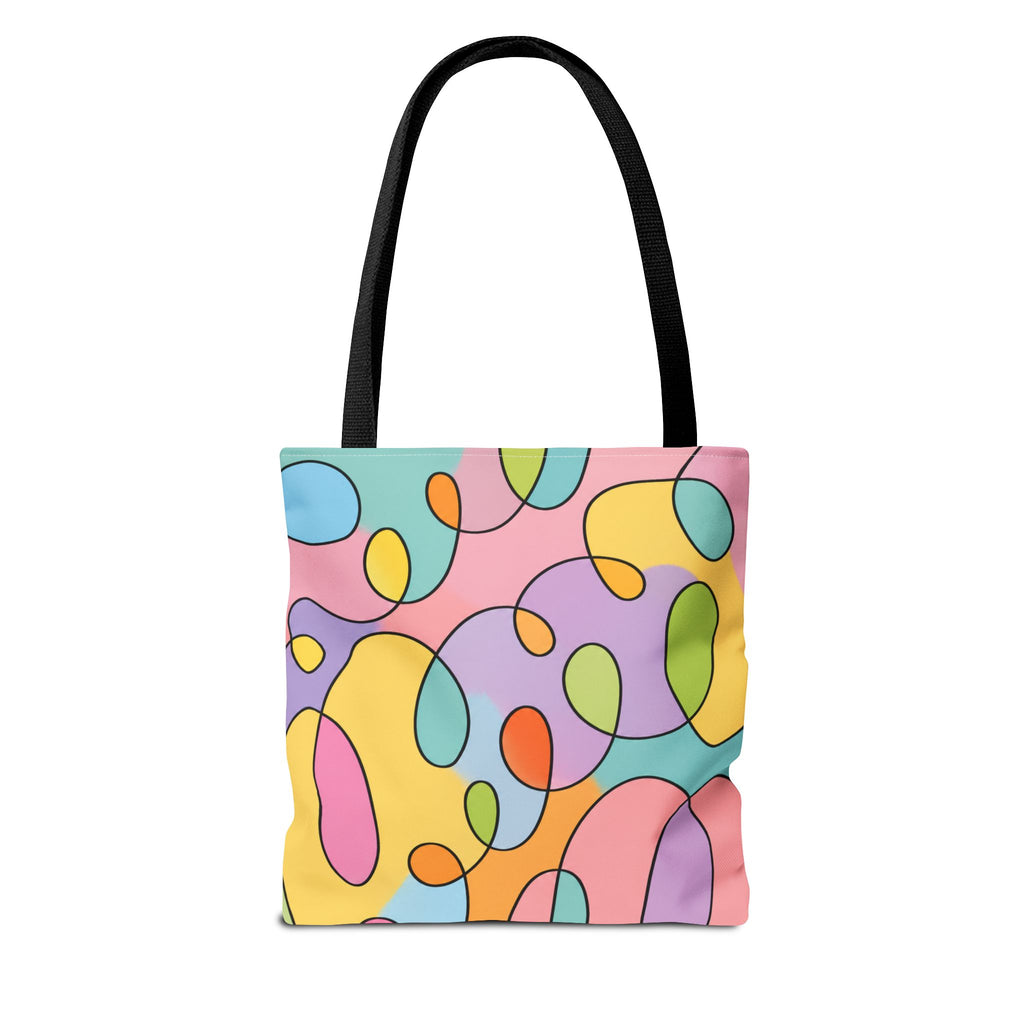 Colorful Abstract Doodle Tote Bag — Pastel Swirl All-Over Print