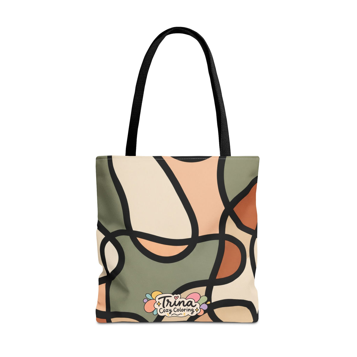Cozy Retro Abstract Earth Tone Tote Bag – Modern Organic Pattern AOP