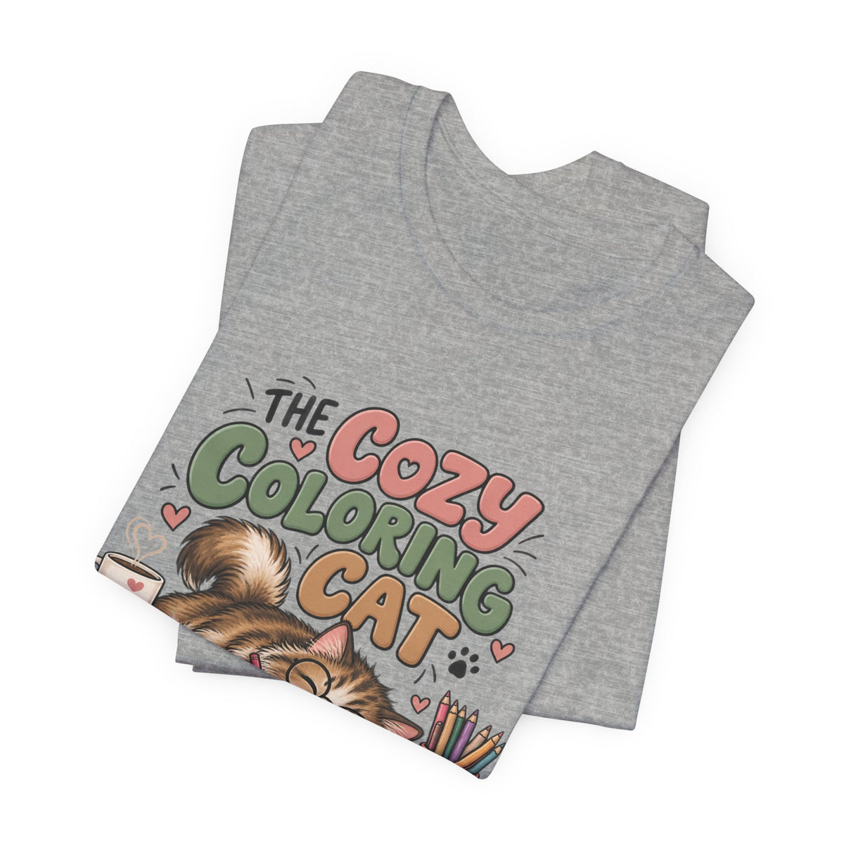 Cozy Coloring Cat T‑Shirt — Cute Cat & Coloring Book Graphic Tee