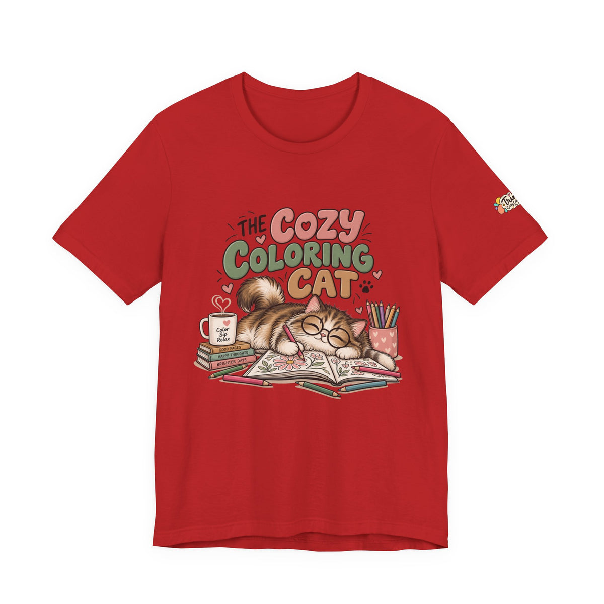 Cozy Coloring Cat T‑Shirt — Cute Cat & Coloring Book Graphic Tee