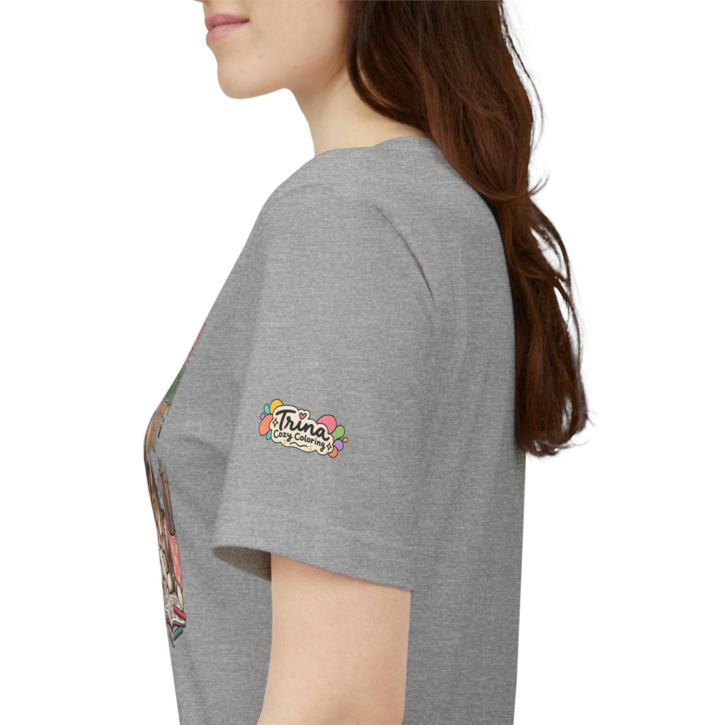 Cozy Coloring Cat T‑Shirt — Cute Cat & Coloring Book Graphic Tee