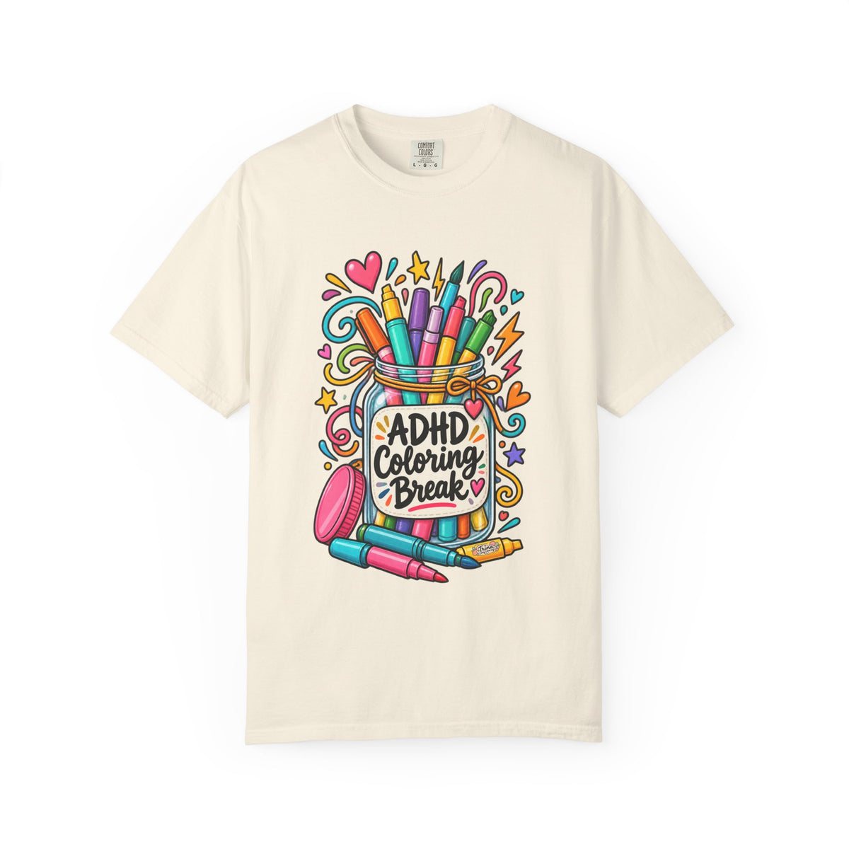 ADHD Coloring Break T‑Shirt — Fun Marker Jar Graphic Tee