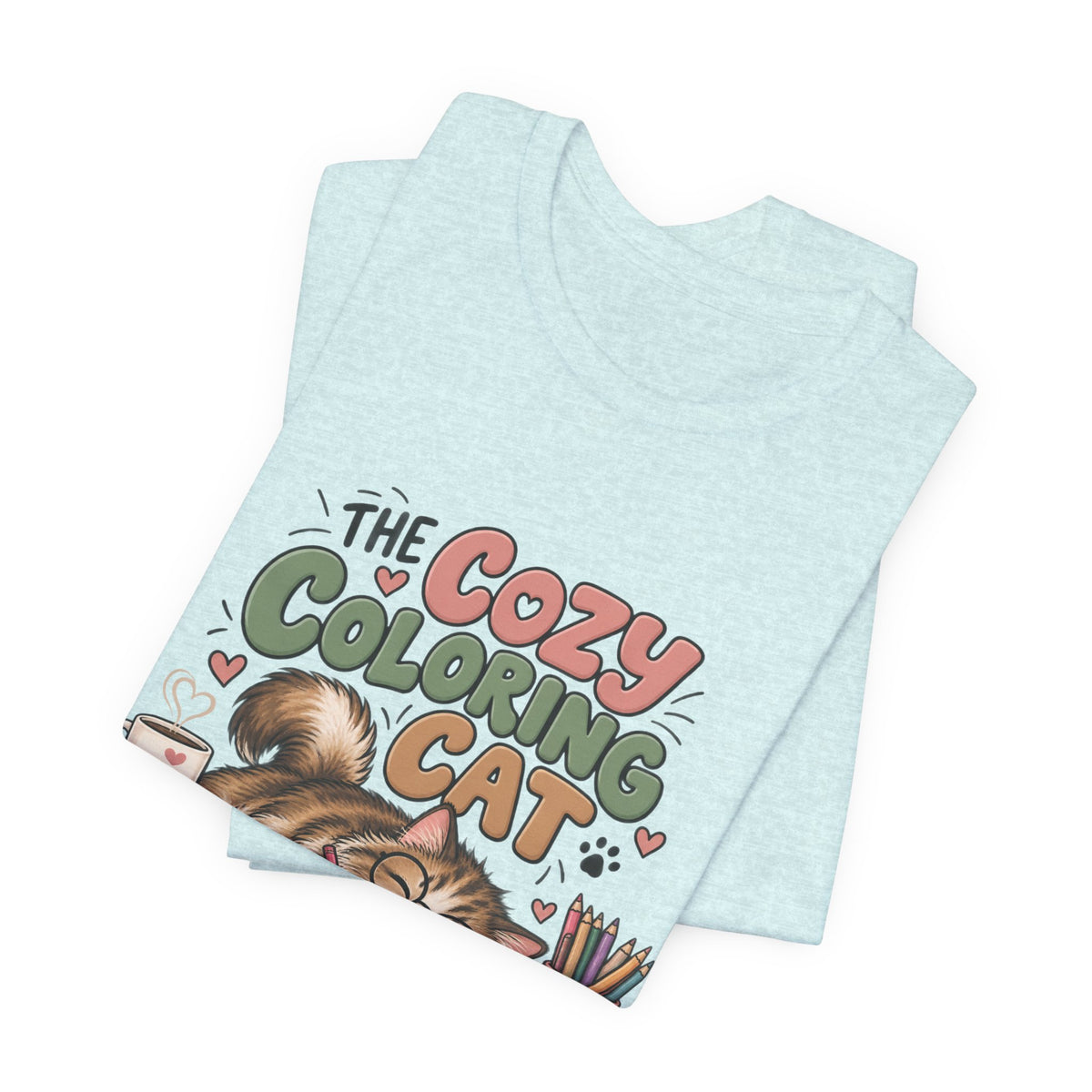 Cozy Coloring Cat T‑Shirt — Cute Cat & Coloring Book Graphic Tee