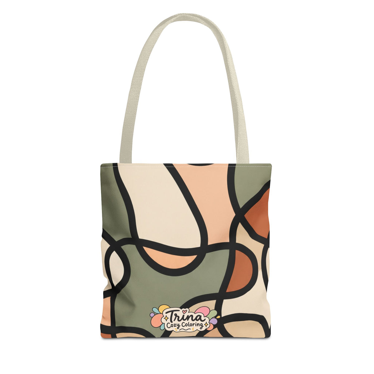 Cozy Retro Abstract Earth Tone Tote Bag – Modern Organic Pattern AOP