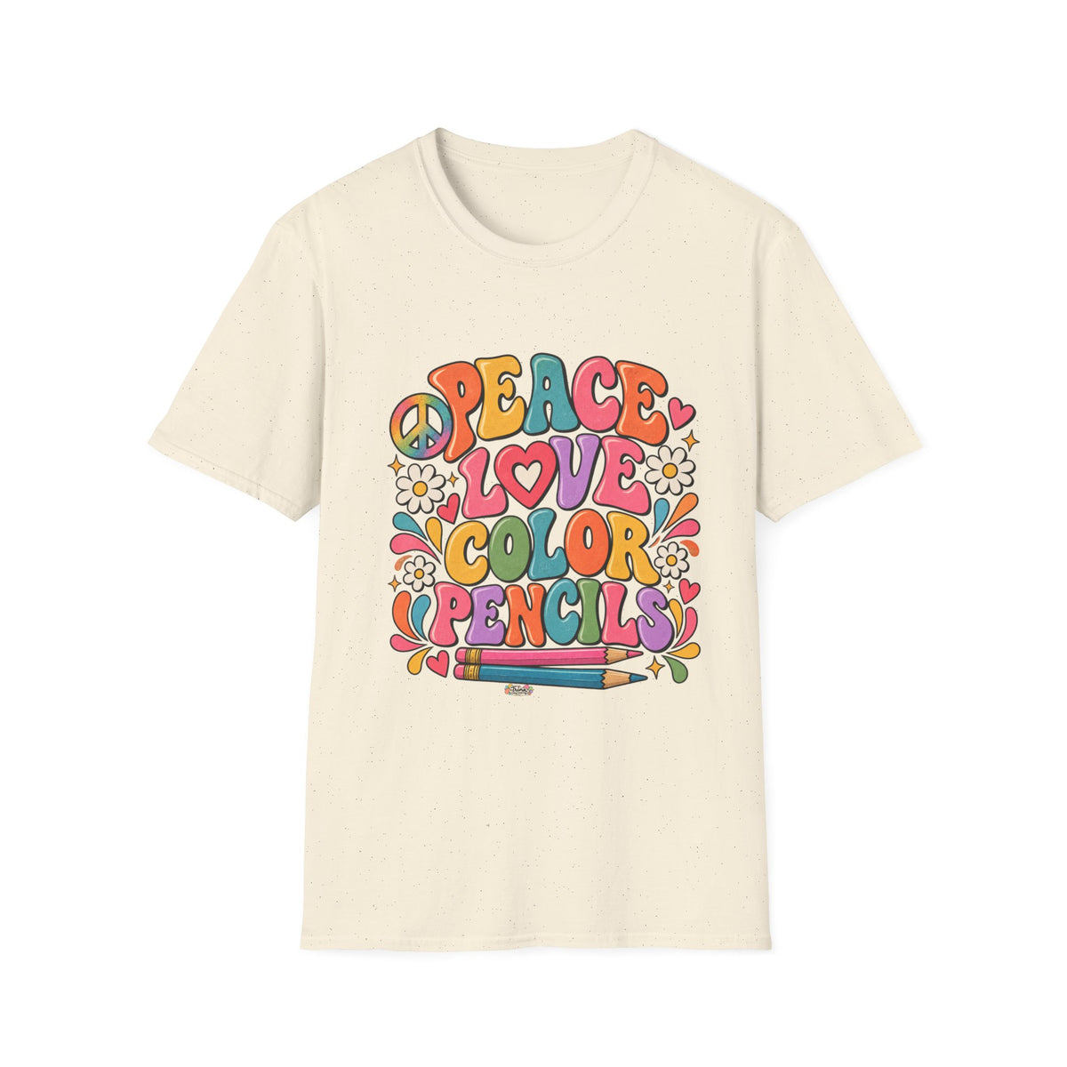 Peace Love Color Pencils T-Shirt — Retro Art Teacher & Artist Gift