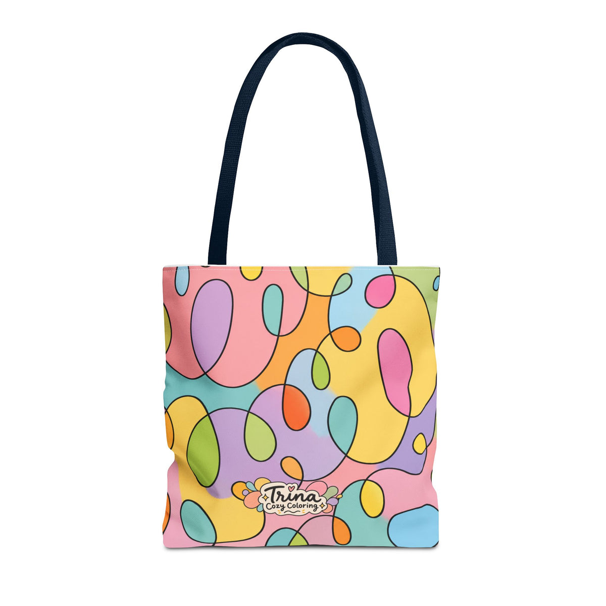 Colorful Abstract Doodle Tote Bag — Pastel Swirl All-Over Print