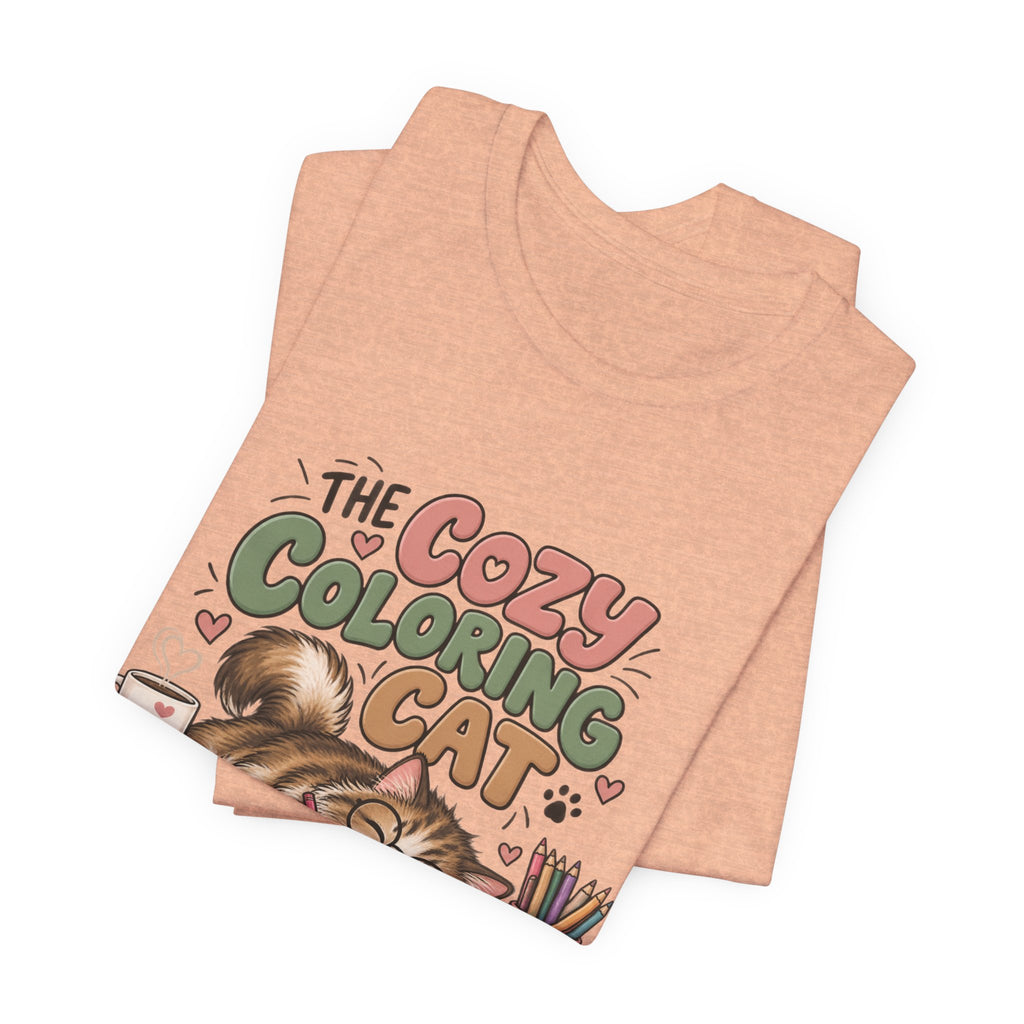 Cozy Coloring Cat T‑Shirt — Cute Cat & Coloring Book Graphic Tee