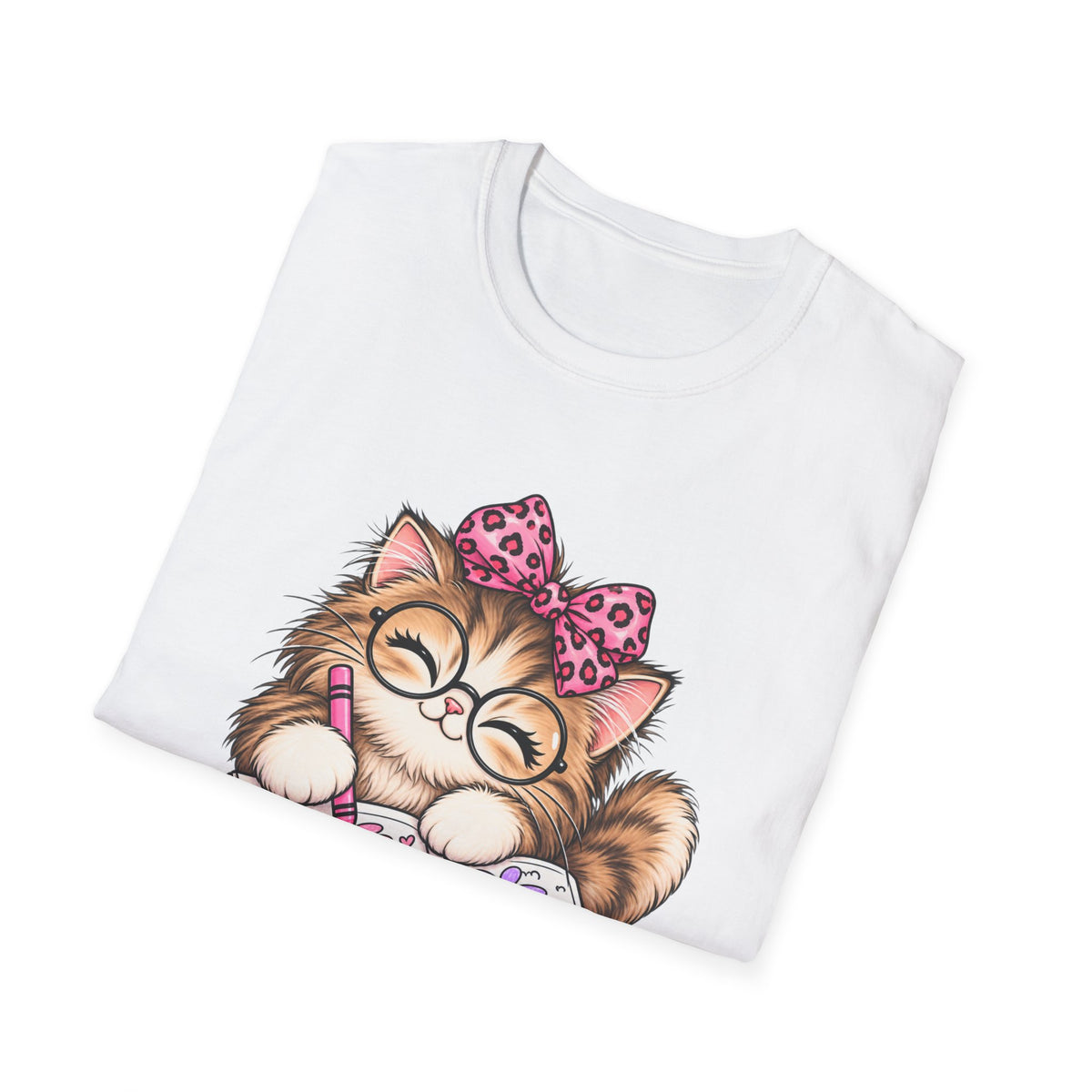 Cute Cat Coloring T-Shirt — Kitty with Crayons Graphic Tee