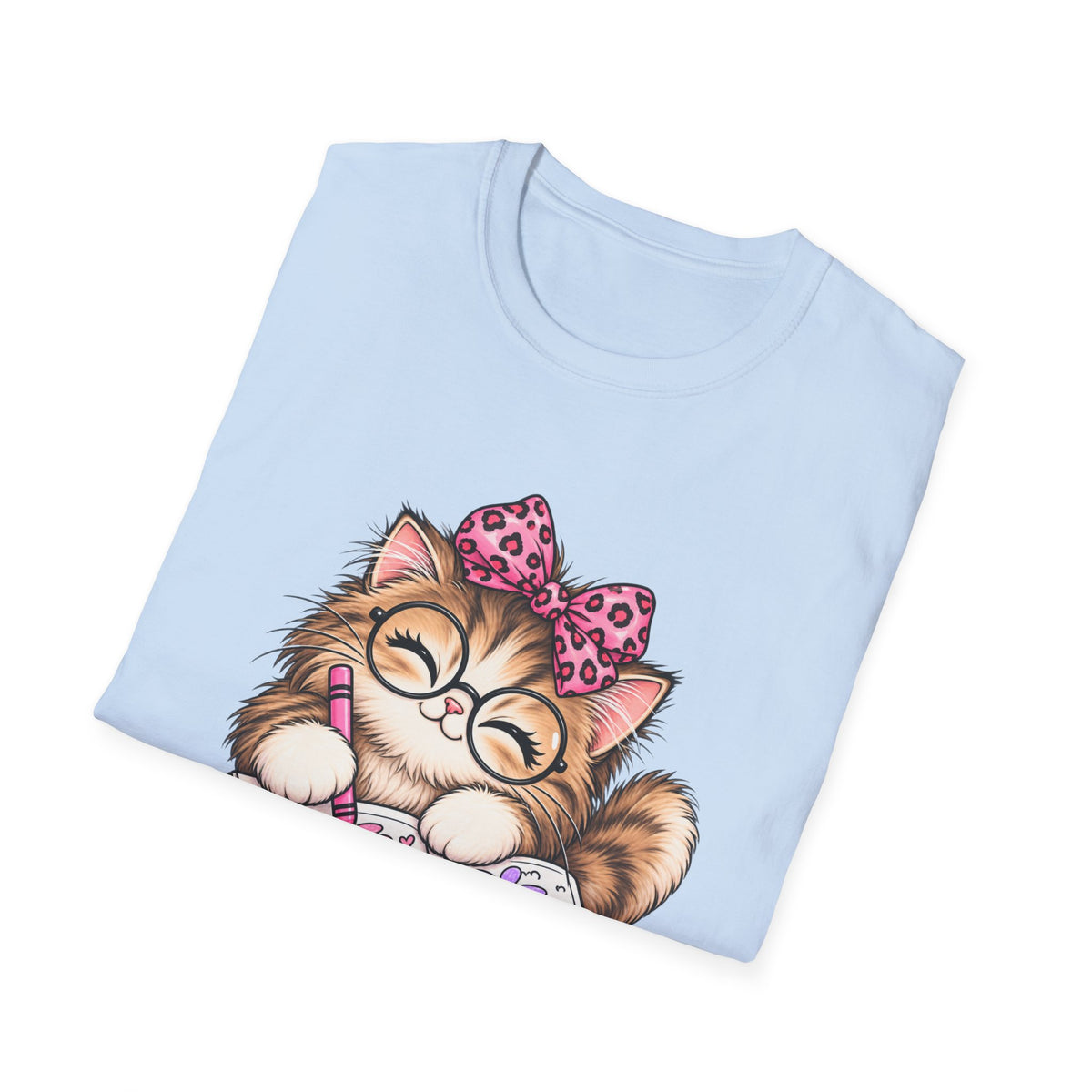 Cute Cat Coloring T-Shirt — Kitty with Crayons Graphic Tee