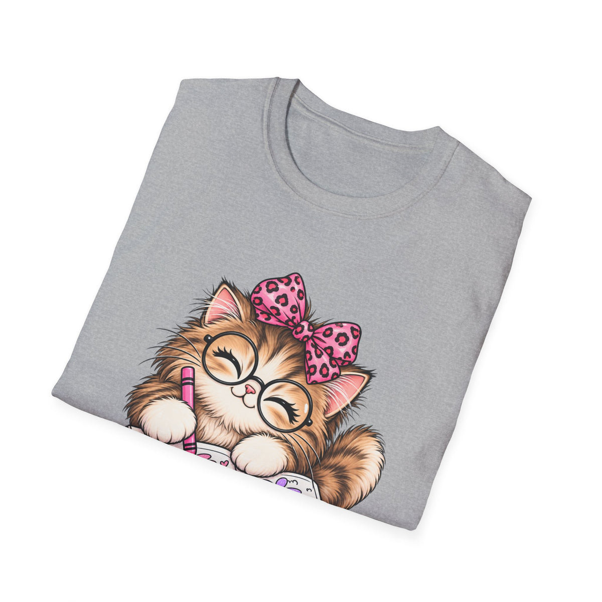 Cute Cat Coloring T-Shirt — Kitty with Crayons Graphic Tee