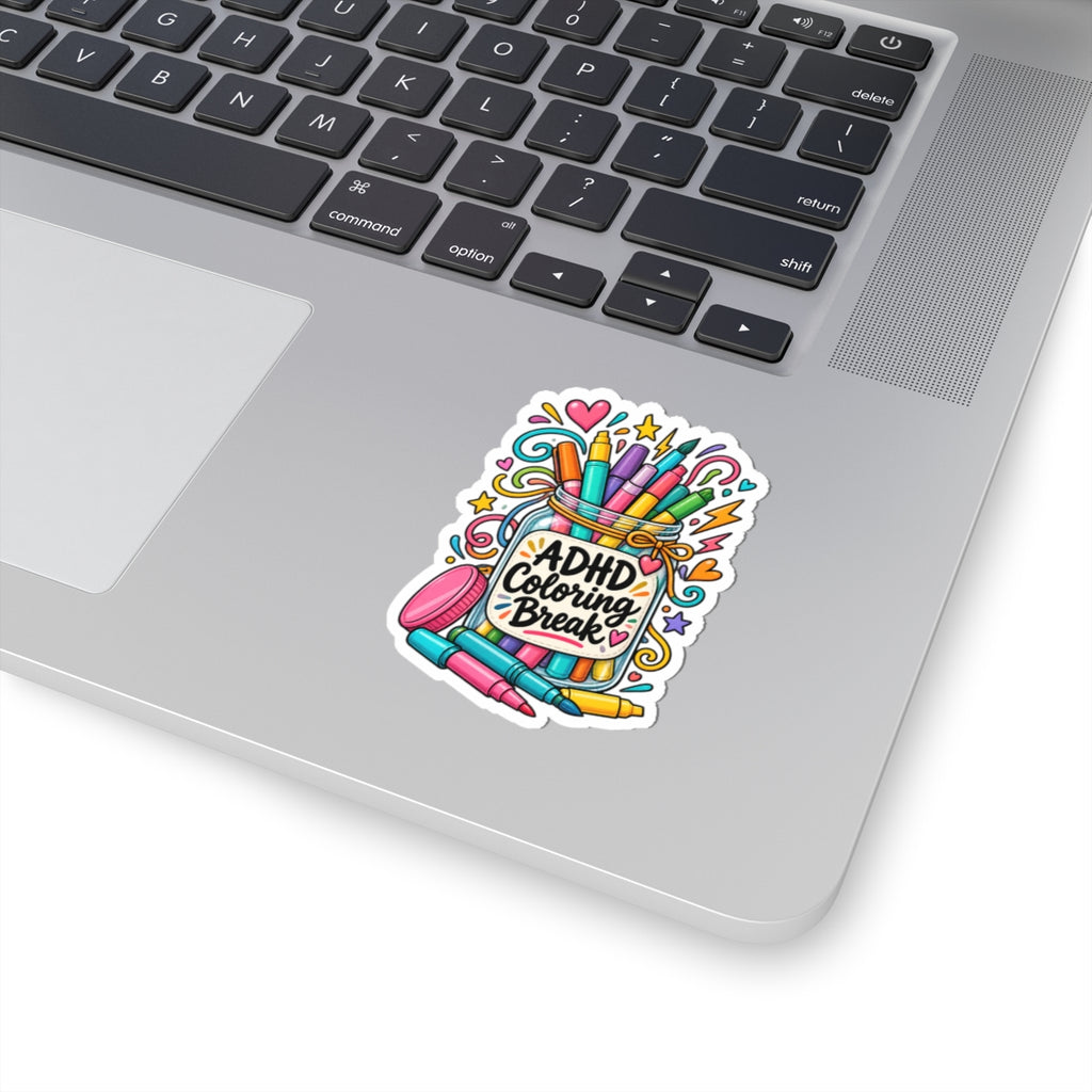 ADHD Coloring Break Sticker — Cute Jar of Markers, Fun Focus Self-Care Decal