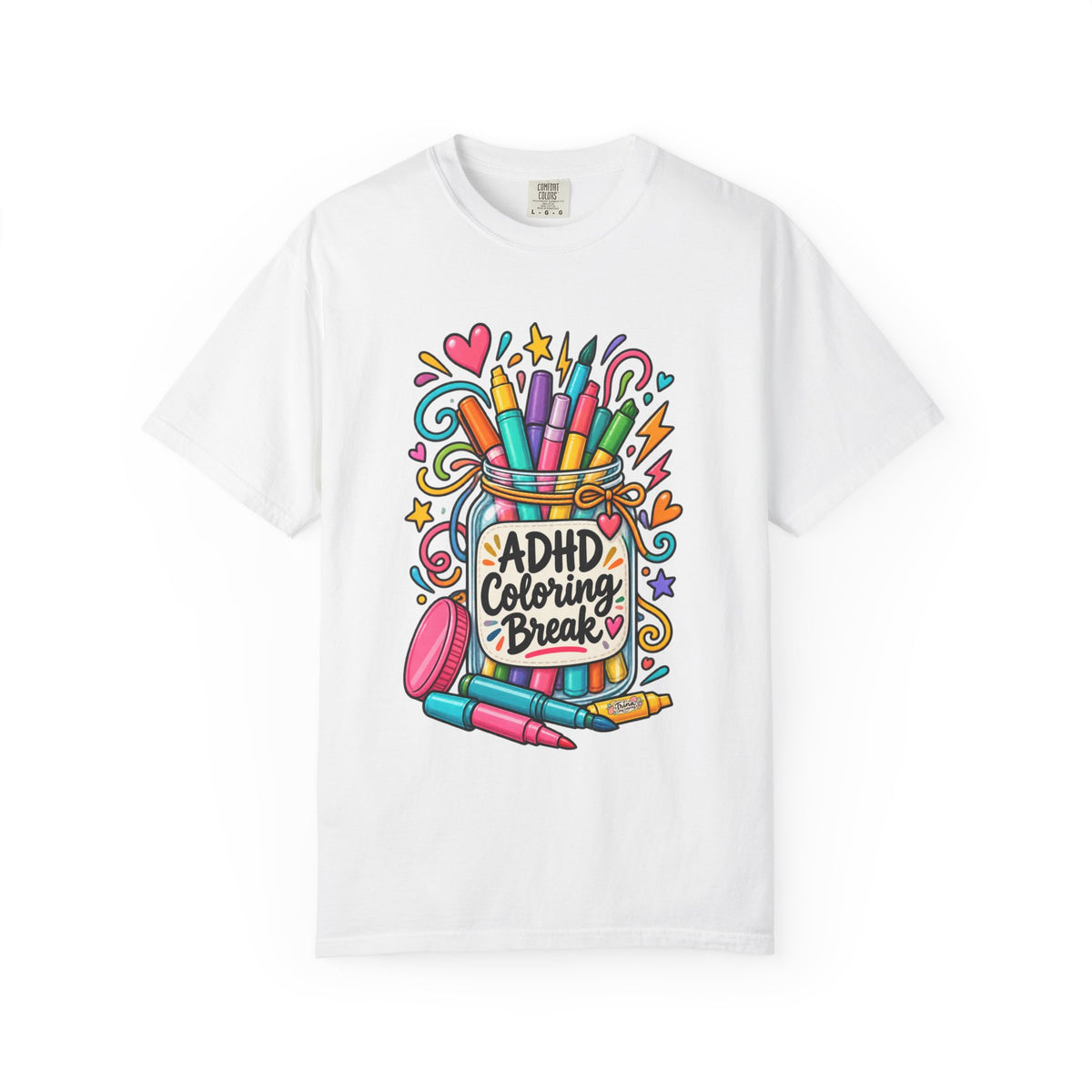 ADHD Coloring Break T‑Shirt — Fun Marker Jar Graphic Tee