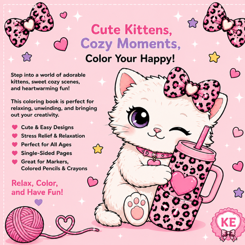 Cozy Kittens –  Coloring Book | 72 Cute & Easy Cat Coloring Pages