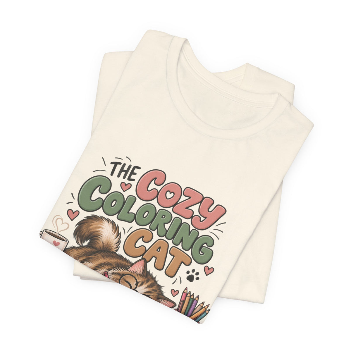 Cozy Coloring Cat T‑Shirt — Cute Cat & Coloring Book Graphic Tee