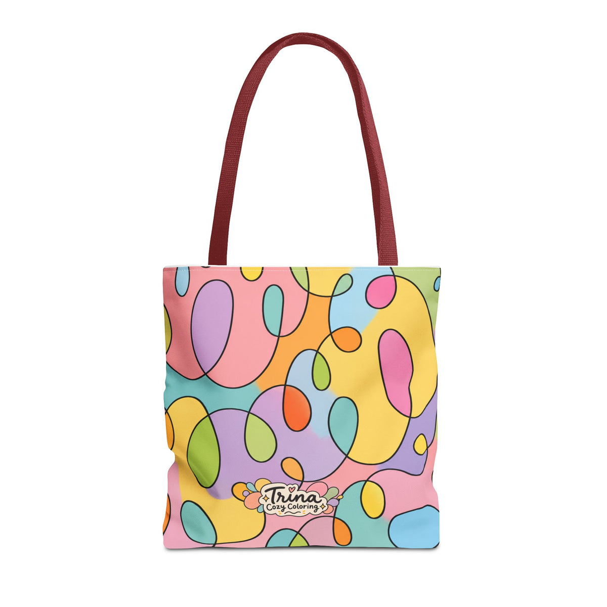 Colorful Abstract Doodle Tote Bag — Pastel Swirl All-Over Print
