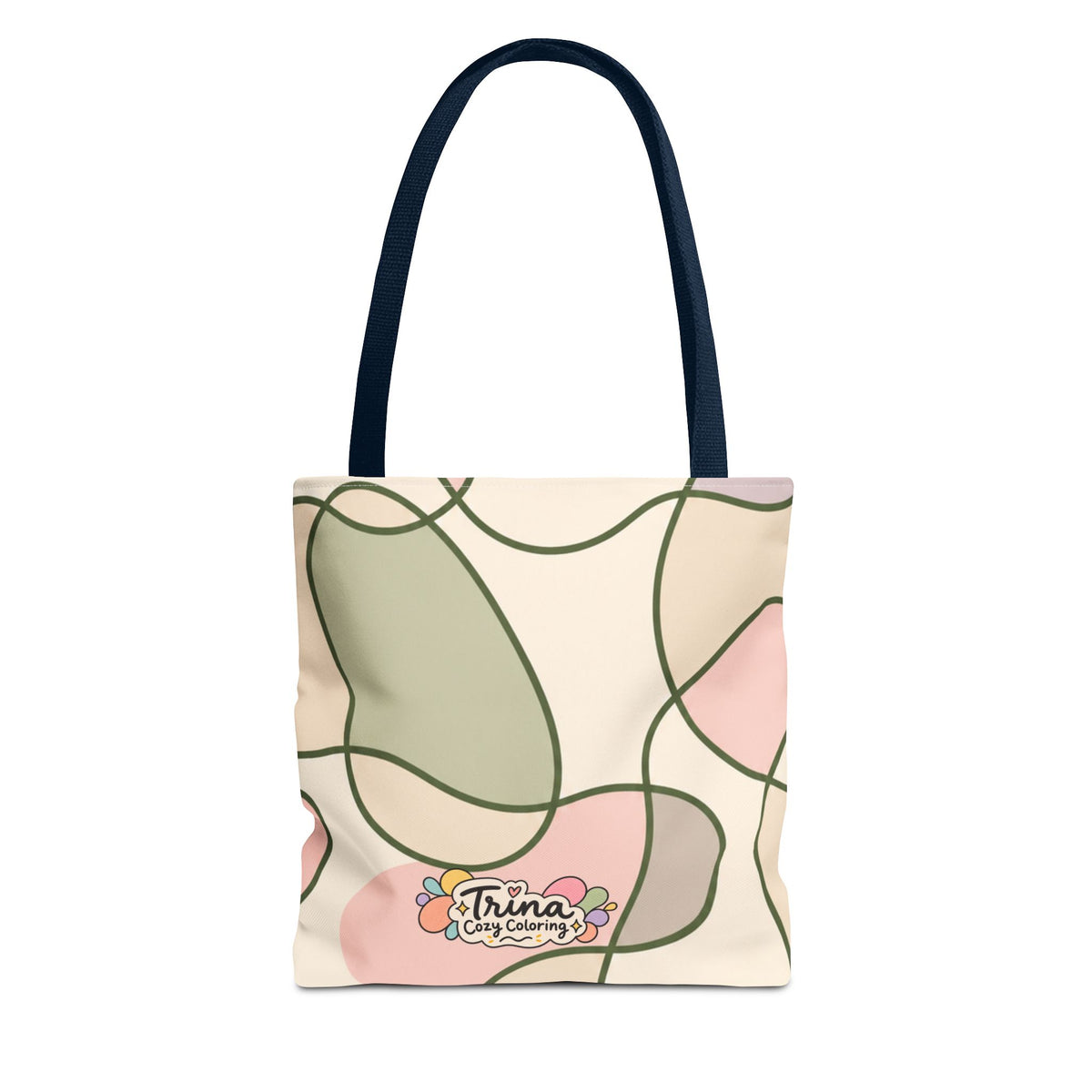 Cozy Meadow, Minimal Abstract Tote Bag – Pastel Loop Pattern, Cute Floral Logo