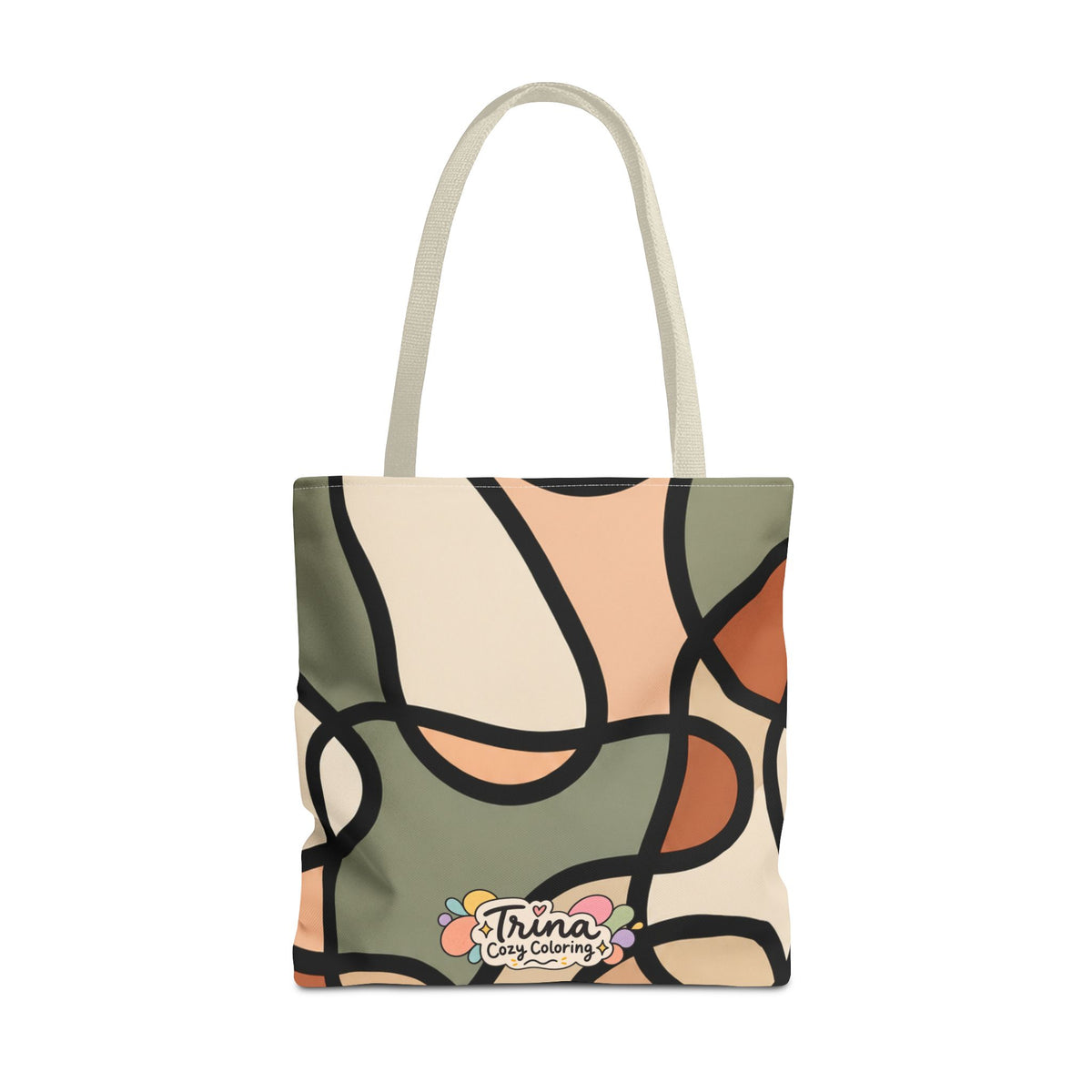 Cozy Retro Abstract Earth Tone Tote Bag – Modern Organic Pattern AOP
