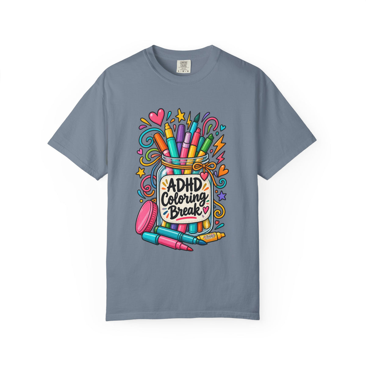 ADHD Coloring Break T‑Shirt — Fun Marker Jar Graphic Tee