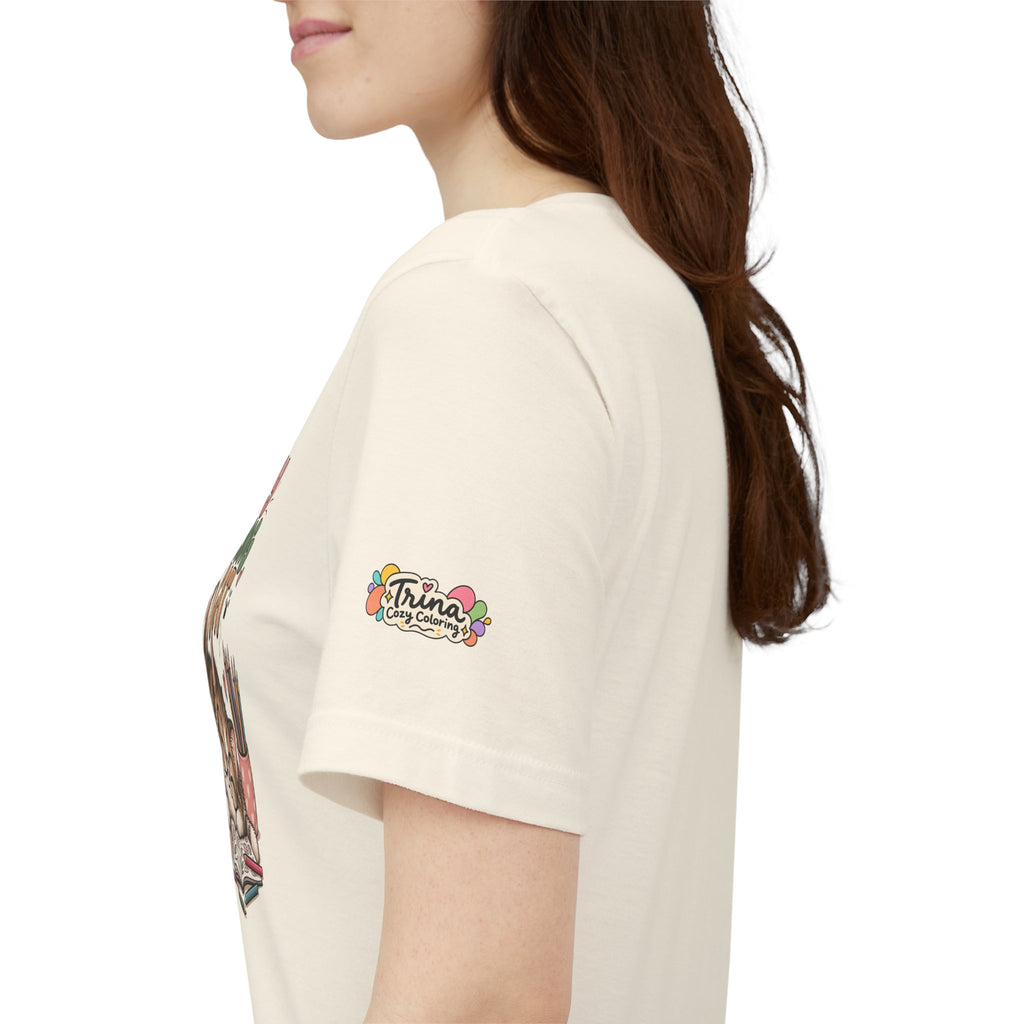 Cozy Coloring Cat T‑Shirt — Cute Cat & Coloring Book Graphic Tee