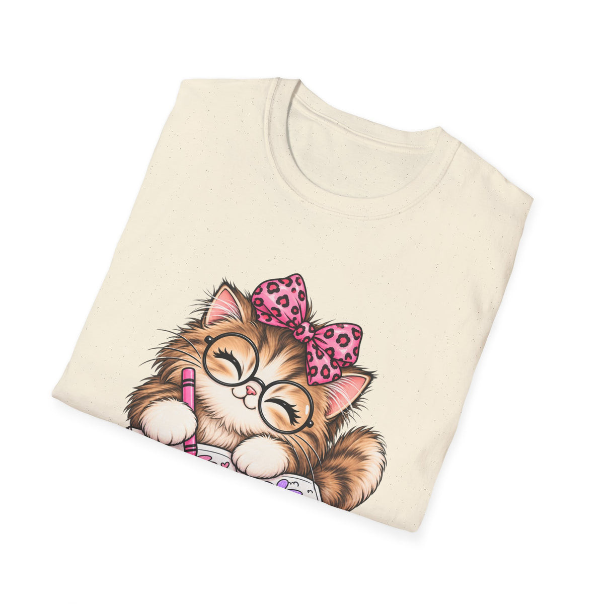 Cute Cat Coloring T-Shirt — Kitty with Crayons Graphic Tee