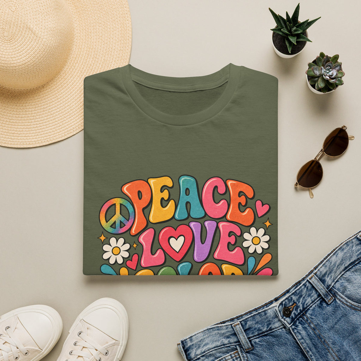 Peace Love Color Pencils T-Shirt — Retro Art Teacher & Artist Gift