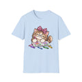 Cute Cat Coloring T-Shirt — Kitty with Crayons Graphic Tee